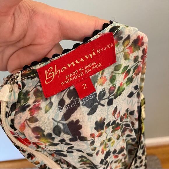 Bhanuni by Jyoti Anthropologie Semi Sheer Floral Embroidered Boho Mini Dress 2/S - Picture 3 of 12